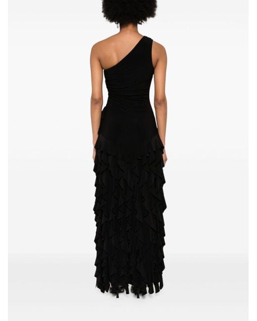 Nissa Black Ruffled Maxi Dress