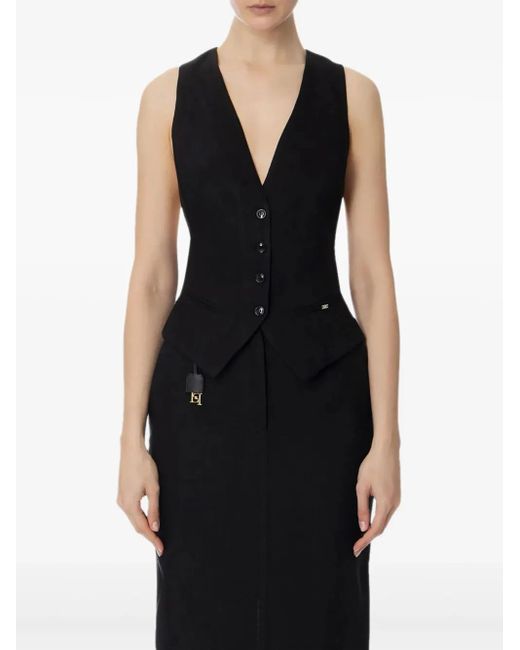 Elisabetta Franchi Black Button-Fastening Sleeveless Waistcoat
