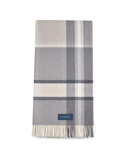 Piquadro Gray Check Fringed Scarf