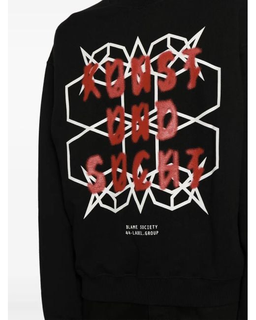 44 Label Group Black Graphic-Print Cotton Sweatshirt for men
