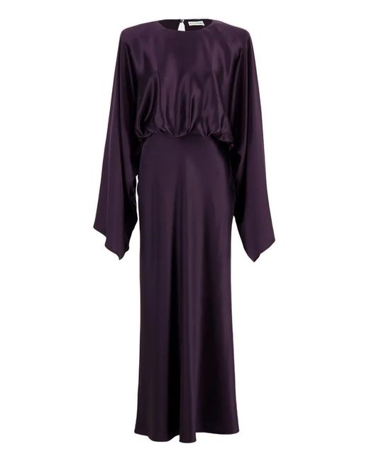 Altuzarra Purple Evinka Long-Sleeve Gathered Silk Dress