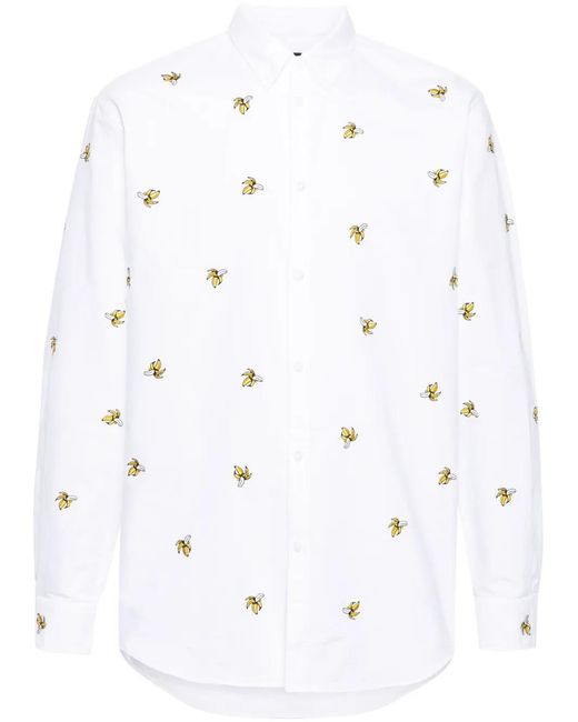 DSquared² White Banana-embroidered Cotton Shirt - Men's - Cotton for men
