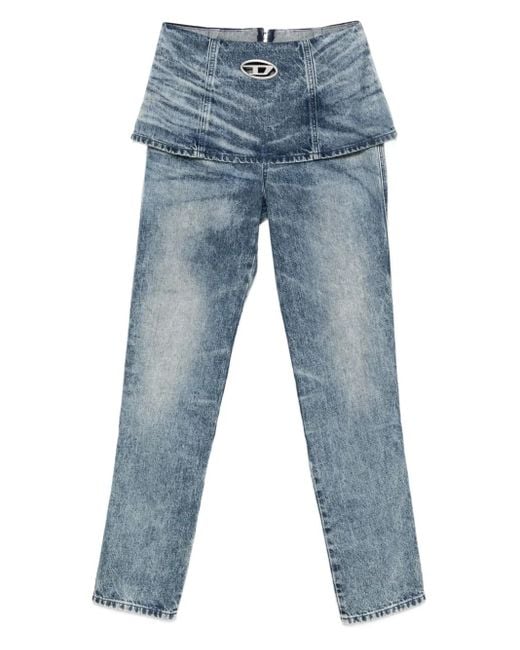 DIESEL Blue Overlapping-Detail Jeans