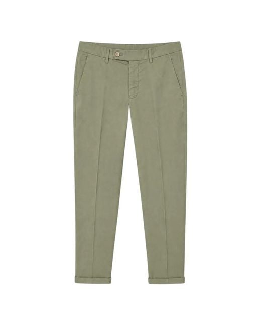 Mason's Green Pressed-Crease Straight-Leg Trousers for men