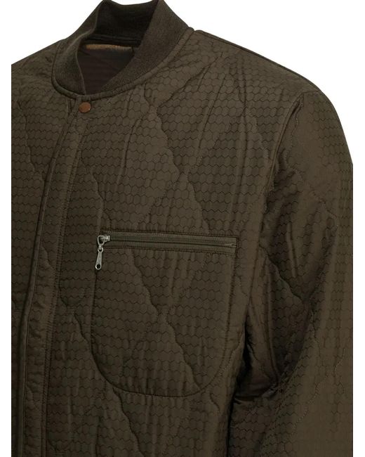 Beams Plus Green Quilted-Effect Zip-Pocket Coat for men