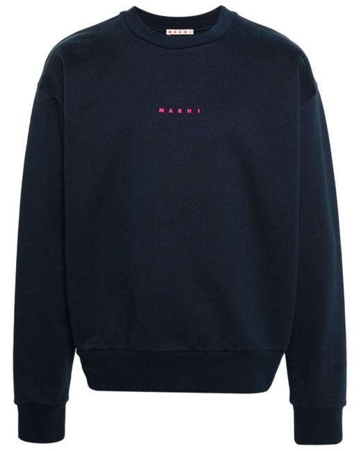 Marni Katoenen Sweater Met Logoprint in het Blue voor heren