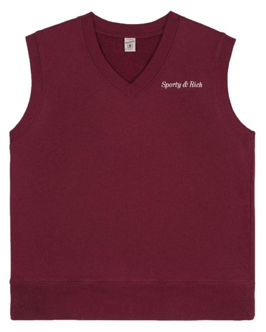 Sporty & Rich Classic Logo-embroidered Cotton Vest