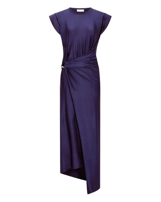 Rabanne Purple Midi Piercing-Detail Dress