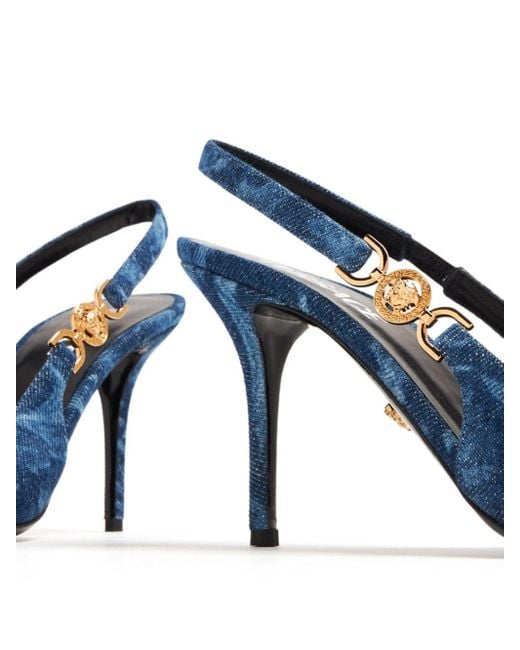 Escarpins à motif baroque en jacquard 85 mm Versace en coloris Blue