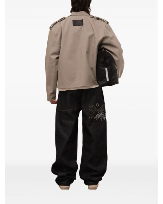ROUGH Brown Cropped Double-Breasted Trench Jacket