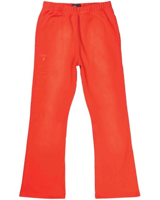 Purple Brand Red Debossed-logo Cotton-fleece Track Pants for men