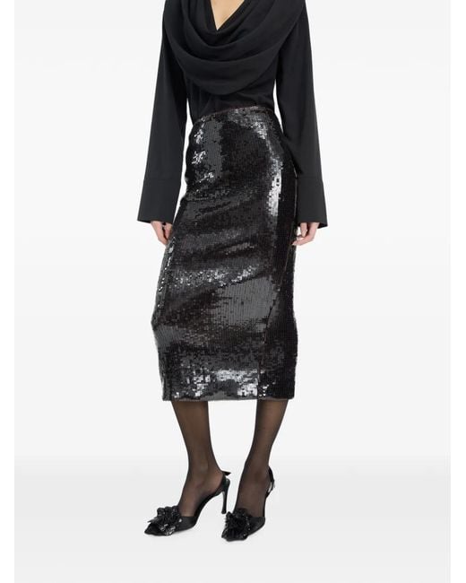 ROTATE BIRGER CHRISTENSEN Black Sequins Pencil Skirt