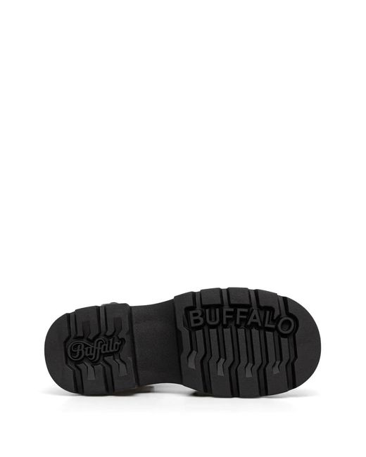 Buffalo Black Vega Mss Riv Eyelet-Embellished Platform Sandals
