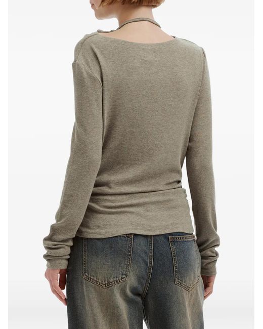 B+ AB Natural Beaded Ruched Top