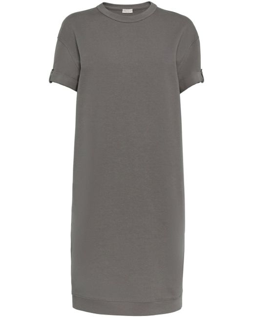 Brunello Cucinelli Gray `French Terry` Dress