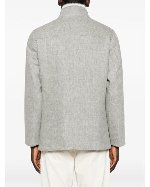 Gran Sasso Gray Four-Pocket Shearling-Collar Jacket for men