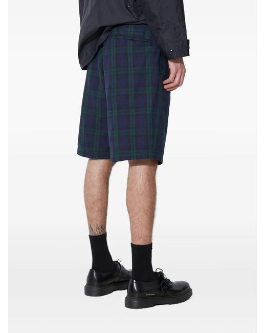 Engineered Garments Blue Pleated Tartan Shorts for men