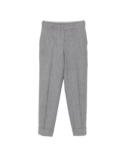 Peserico Gray Concealed-Closure Trousers