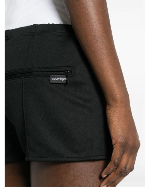 Courreges Black Logo-appliqué Mini Shorts