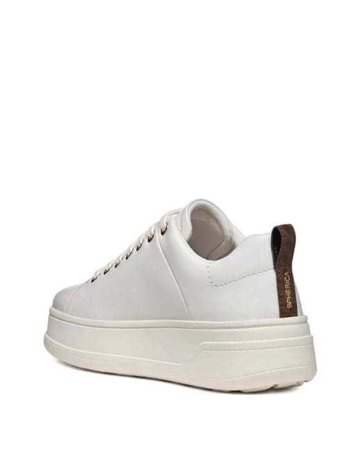 Geox White Platform-Eyelet Sneakers