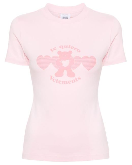 T-shirt en coton à imprimé graphique Vetements en coloris Pink