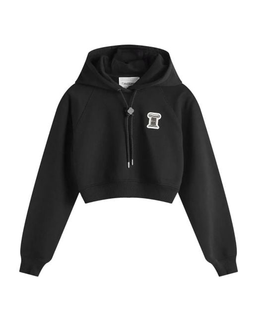 Casablanca Black Column-Applique Cotton Hoodie