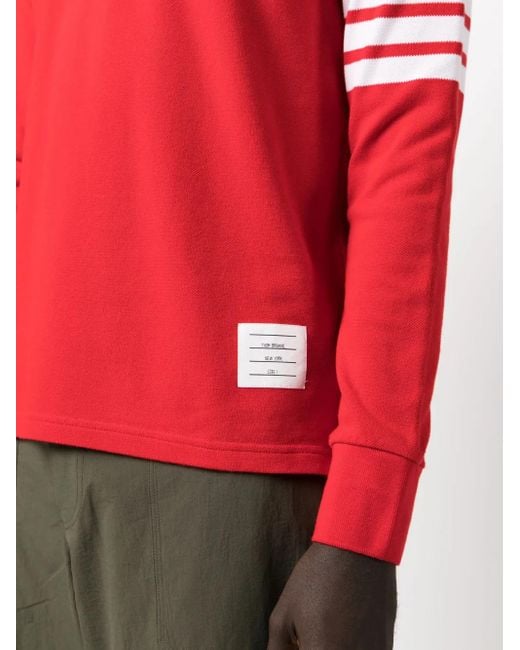 Thom Browne Red 4-Bar Stripe 2003-Print Polo Shirt for men