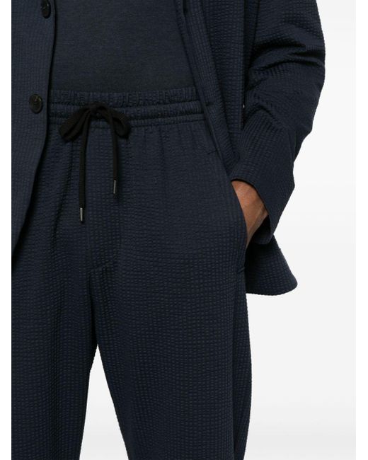 Harris Wharf London Blue Cotton-blend Seersucker Trousers for men