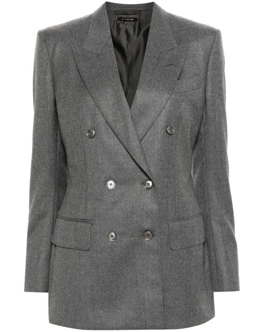 Tom Ford Gray Mélange Double-Breasted Blazer