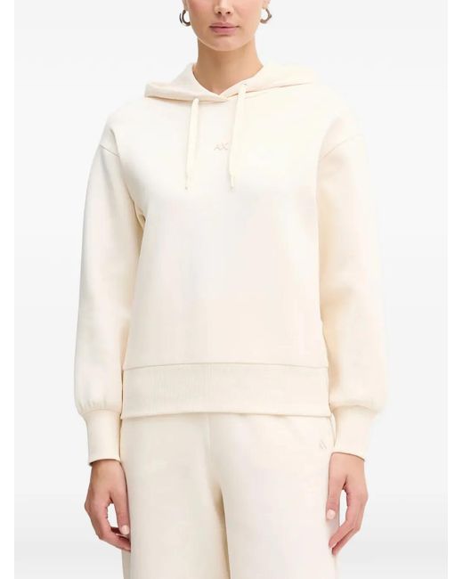 ARMANI EXCHANGE White Logo-Plaque Hoodie