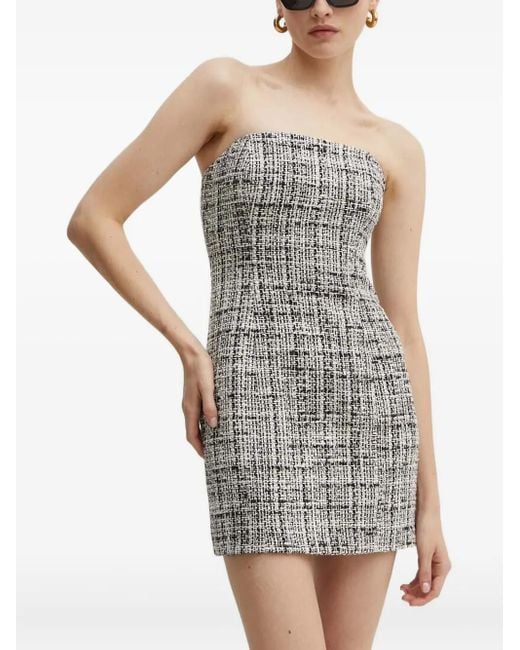 La Mania Gray Bella Tweed Strapless Mini Dress