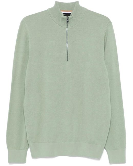 Pull En Coton À Fermeture Zippée Boss pour homme en coloris Green