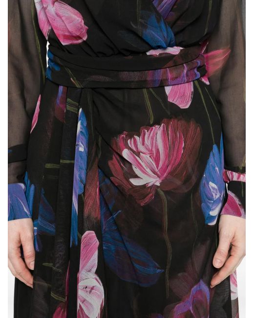 La Petite Robe Di Chiara Boni Black Floral-Print Ruffled Maxi Dress