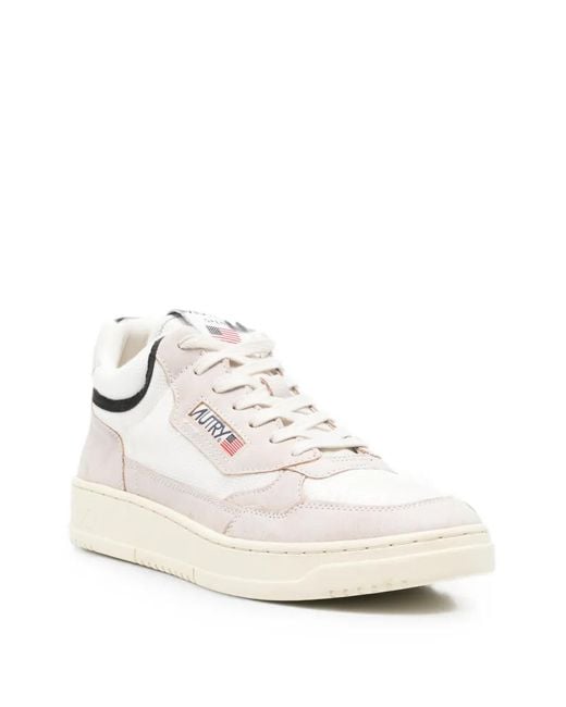 Autry White Panelled Logo-Patch Sneakers for men