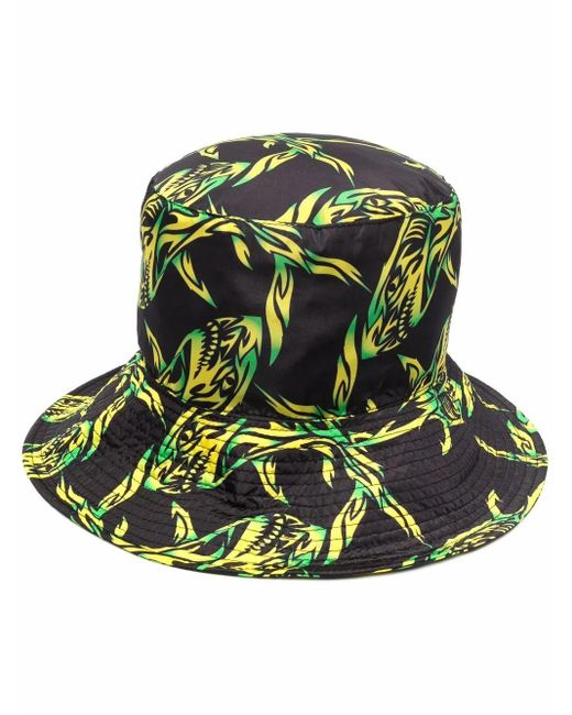 MSGM Green Abstract-Print Bucket Hat for men