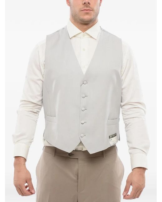 Corneliani White Jetted-Pockets Wool Waistcoat for men