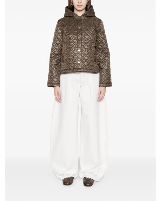 Marella Brown Quilted Hooded Jacket