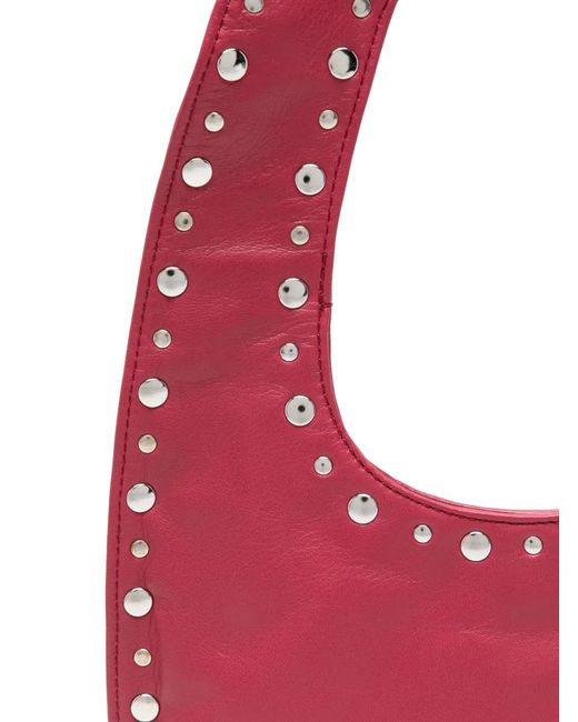 GIMAGUAS Red Mini Franca Studded Shoulder Bag