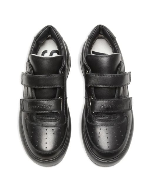 Acne Black Touch-Strap Platform Sneakers
