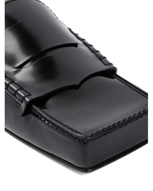 Jacquemus Black Leather Square-Toe Loafers