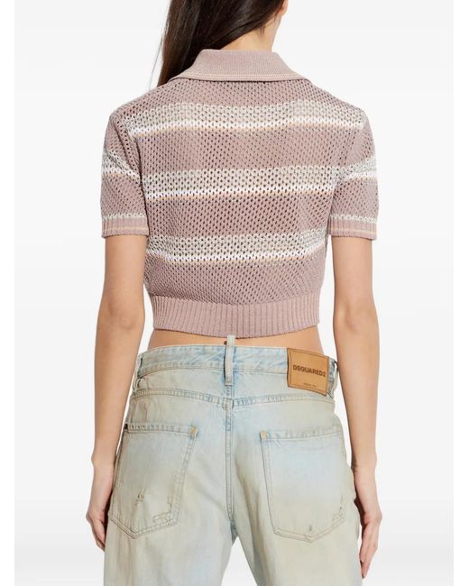 Amiri Pink Ma Stripe Crochet Polo