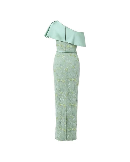 Rami Al Ali Green Floral Beaded Off-Shoulder Maxi Dress