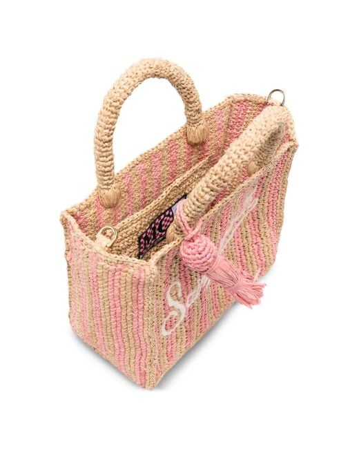 Mc2 Saint Barth Pink Mini Vanity Striped Tote Bag