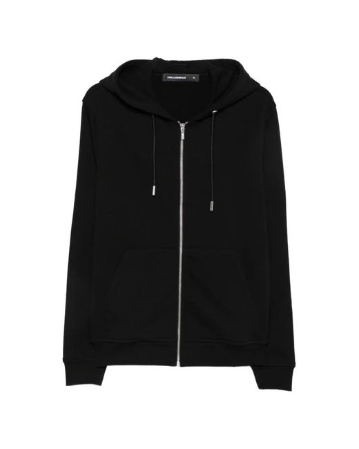 Karl Lagerfeld Black Hoodie Zippé À Lien De Resserrage for men