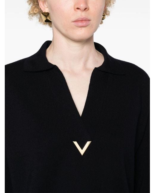 Valentino Garavani Black V-logo Virgin Wool Jumper