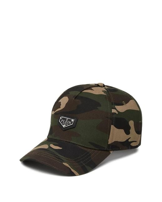Philipp Plein Black Camouflage-Pattern Baseball Cap