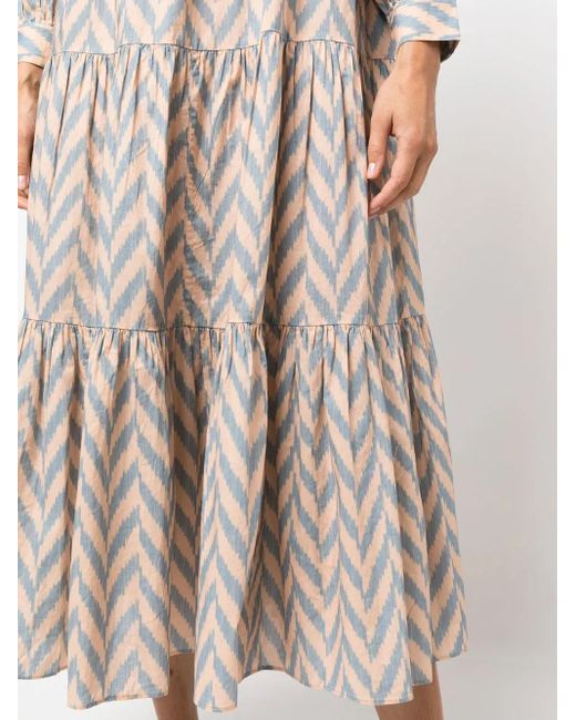 Ulla Johnson Natural Georgina Chevron-Print Tiered Dress