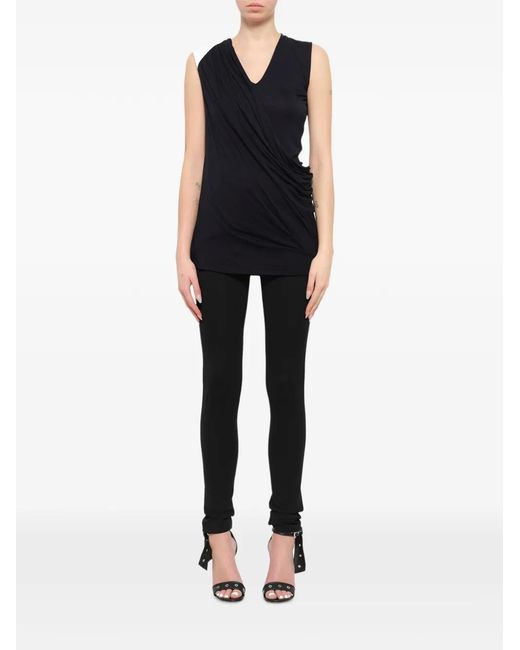Givenchy Black V-Neck Draped Top