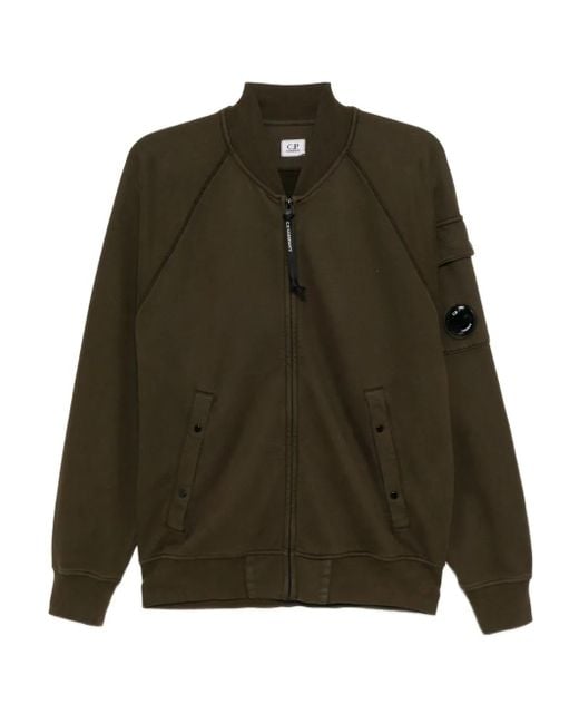 C P Company Green Fleece Bomber Jacket for men