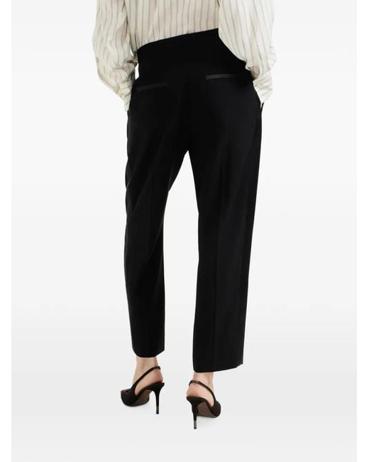 Brunello Cucinelli Black Viscose And Virgin-Wool Tuxedo Trousers
